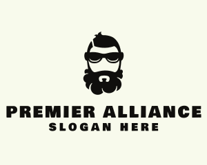 Hipster Beard Sunglasses Man logo design