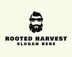 Hipster Beard Sunglasses Man logo design