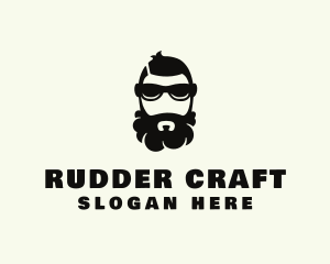 Hipster Beard Sunglasses Man logo design