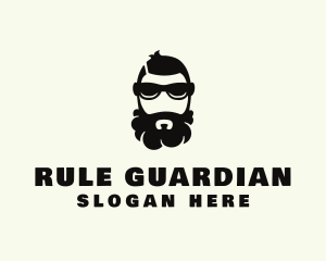 Hipster Beard Sunglasses Man logo design