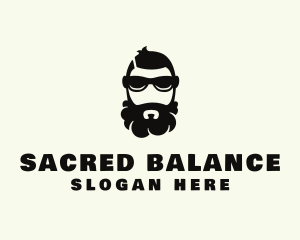 Hipster Beard Sunglasses Man logo design