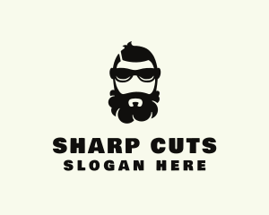 Hipster Beard Sunglasses Man logo design