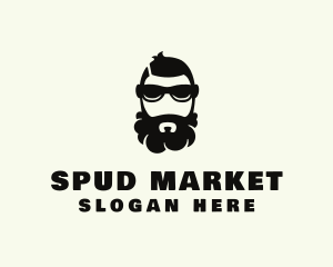 Hipster Beard Sunglasses Man logo design