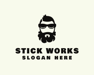 Hipster Beard Sunglasses Man logo design