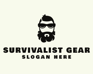 Hipster Beard Sunglasses Man logo design