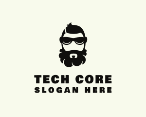 Hipster Beard Sunglasses Man logo design