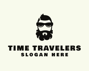 Hipster Beard Sunglasses Man logo design