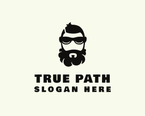 Hipster Beard Sunglasses Man logo design