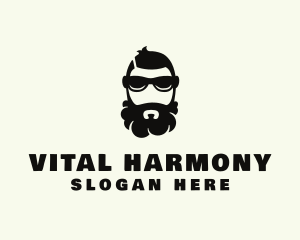 Hipster Beard Sunglasses Man logo design