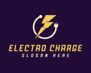 Power Plug Lightning Bolt logo design