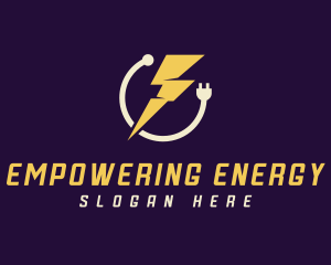 Power Plug Lightning Bolt logo design