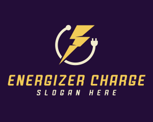 Power Plug Lightning Bolt logo design