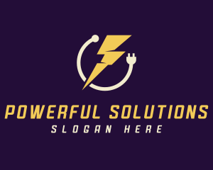 Power Plug Lightning Bolt logo design