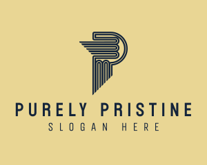 Pillar Wings Letter P logo design