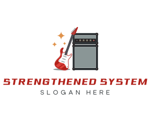 Electric Guitar Amplifier Speaker logo design