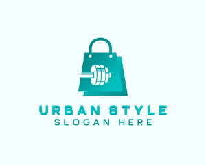 Dumbbell Shopping Bag logo design