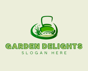 Grass Cutting Lawn Mower logo design