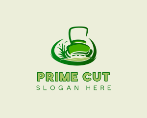 Grass Cutting Lawn Mower logo design