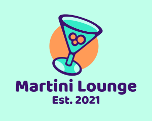 Neon Martini Glass logo design