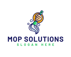 Hand Mop Sanitation logo design