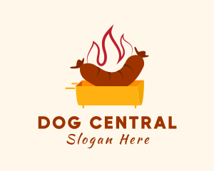 Flame Hot Dog Grill logo design