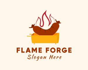 Flame Hot Dog Grill logo design