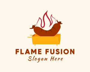 Flame Hot Dog Grill logo design