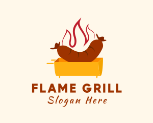 Flame Hot Dog Grill logo design