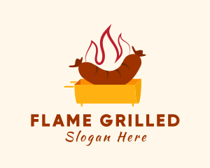 Flame Hot Dog Grill logo design