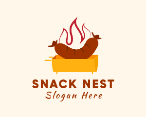 Flame Hot Dog Grill logo design