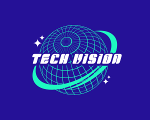 Global Technology Business Y2K logo design