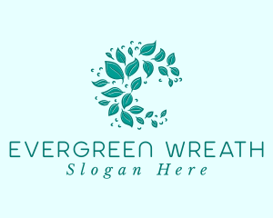 Botanical Leaf Wreath logo design