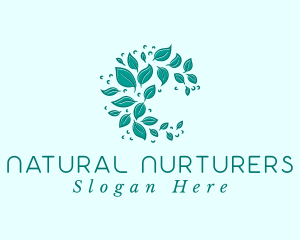 Botanical Leaf Wreath logo design