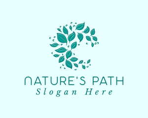 Botanical Leaf Wreath logo design