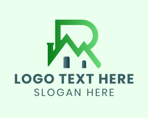 Modern - Green Roof Letter R logo design