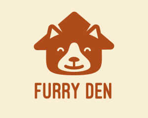Brown Happy Dog Face House logo