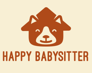 Brown Happy Dog Face House logo design