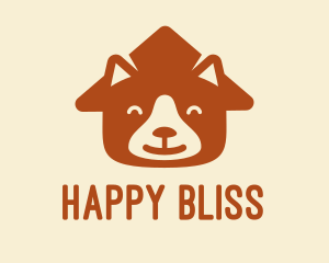 Brown Happy Dog Face House logo design