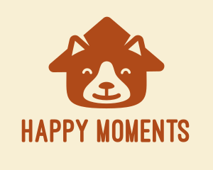 Brown Happy Dog Face House logo design