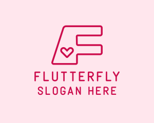 Love Heart Letter F logo design