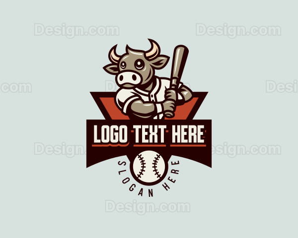 Baseball League Bull Logo