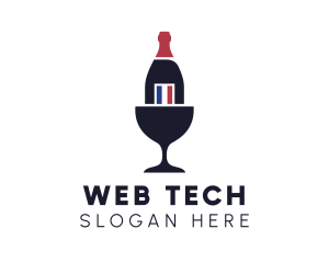 Wine Glass Bottle logo design