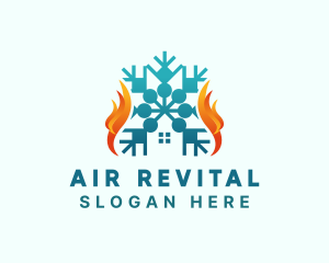 Snowflake House Flame logo design