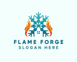 Snowflake House Flame logo design