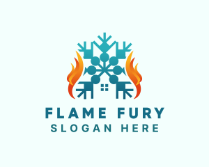 Snowflake House Flame logo design