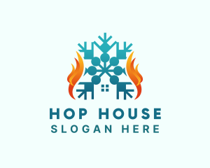 Snowflake House Flame logo design