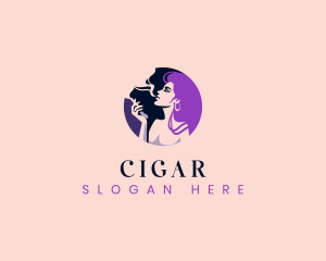 Cigarette Smoking Woman logo design