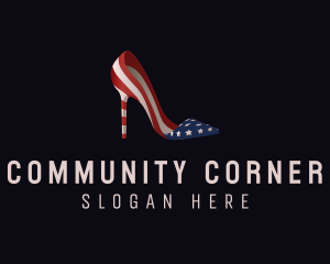 American Flag Stiletto Shoe logo design