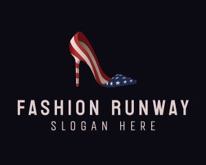 American Flag Stiletto Shoe logo design