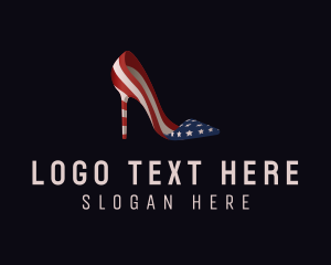 Runway - American Flag Stiletto Shoe logo design